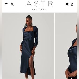 ASTR the Label Gracie Long Sleeve Satin Cutout MIDI Dress